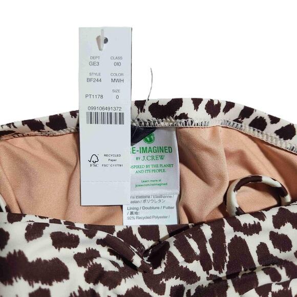 NWT J.Crew Leopard Print Bandeau Ruched One Piece Halter Swimsuit 0 Brown #2886 - Picture 6 of 12